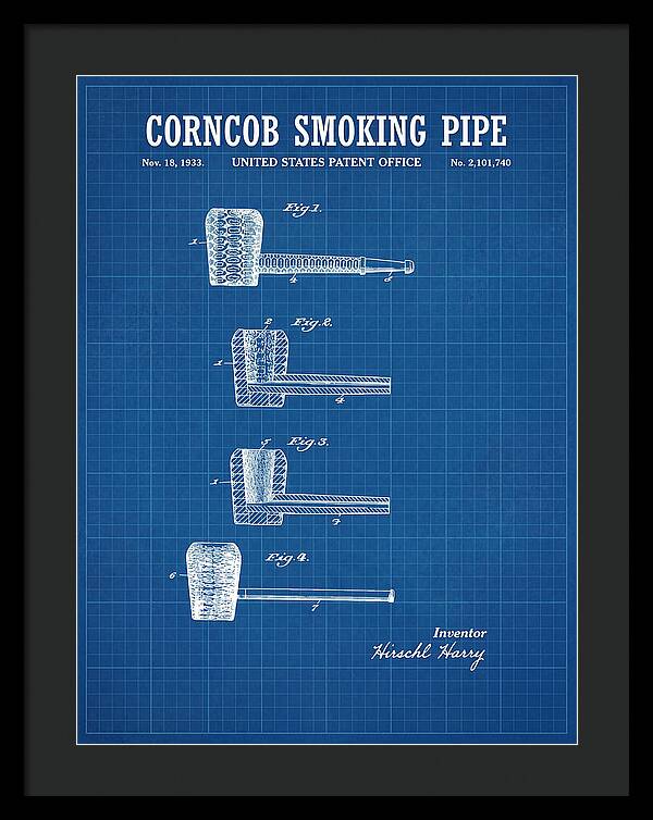 Corncob Smoking Pipe Blueprint Patent Us2101740a