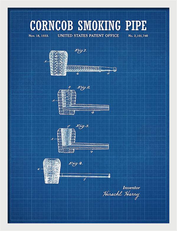 Corncob Smoking Pipe Blueprint Patent Us2101740a