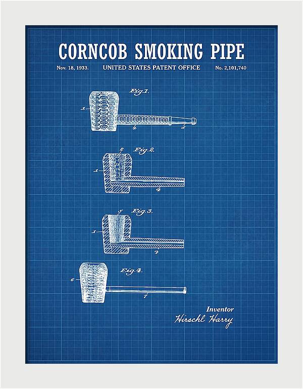 Corncob Smoking Pipe Blueprint Patent Us2101740a