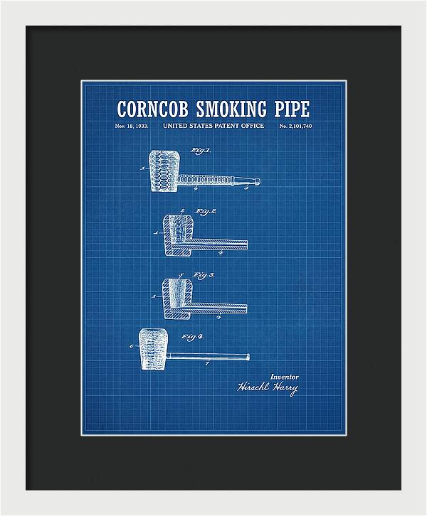 Corncob Smoking Pipe Blueprint Patent Us2101740a