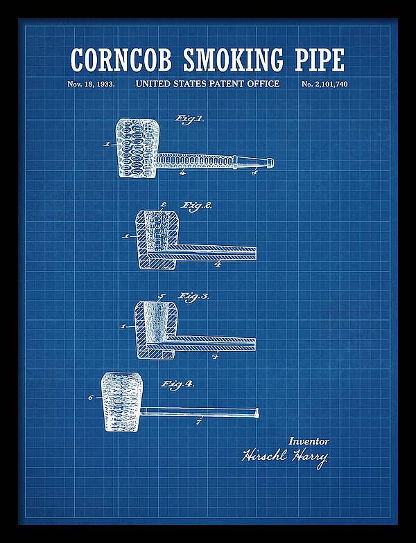 Corncob Smoking Pipe Blueprint Patent Us2101740a