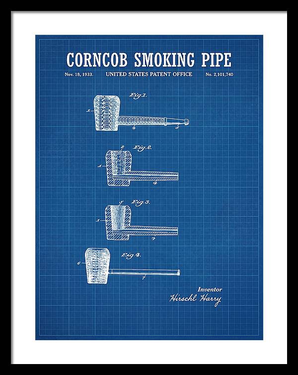 Corncob Smoking Pipe Blueprint Patent Us2101740a
