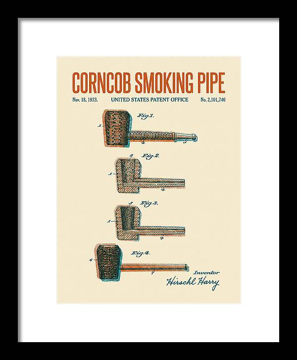 Corncob Smoking Pipe Retro Patent Us2101740a