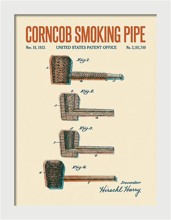 Corncob Smoking Pipe Retro Patent Us2101740a