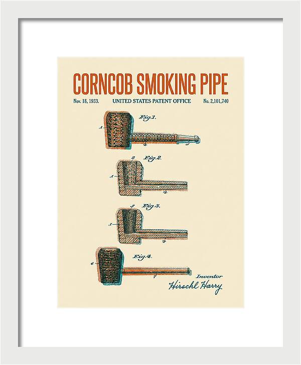 Corncob Smoking Pipe Retro Patent Us2101740a