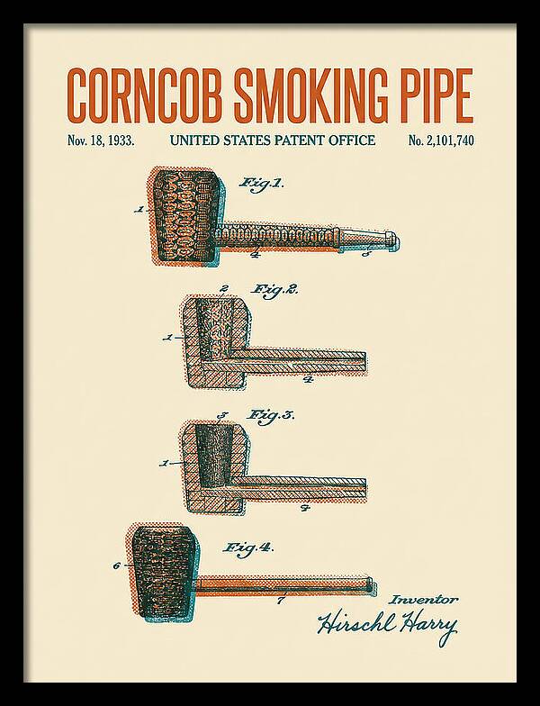 Corncob Smoking Pipe Retro Patent Us2101740a