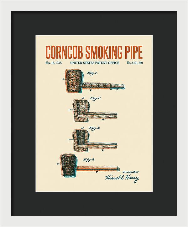 Corncob Smoking Pipe Retro Patent Us2101740a