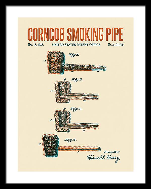 Corncob Smoking Pipe Retro Patent Us2101740a