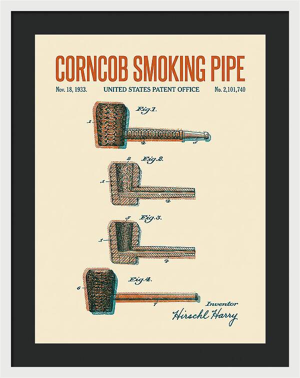 Corncob Smoking Pipe Retro Patent Us2101740a