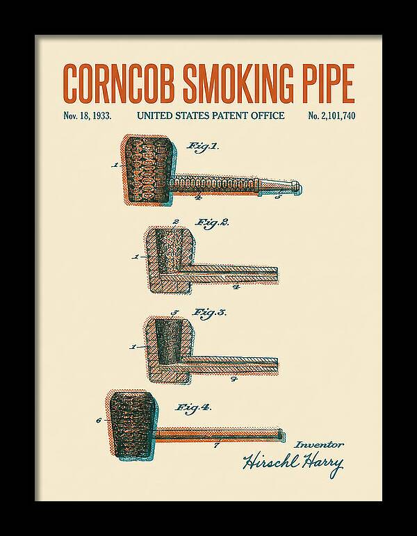 Corncob Smoking Pipe Retro Patent Us2101740a