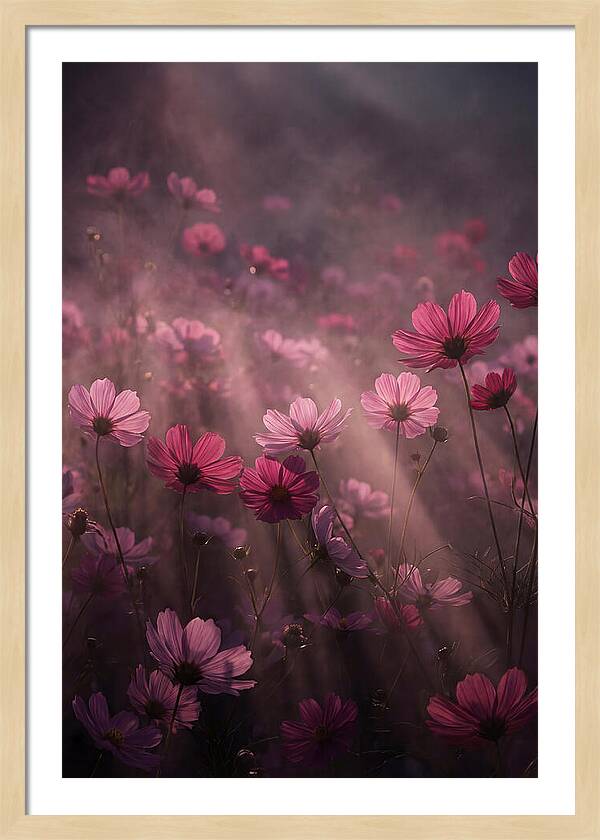 Cosmos Flowers In Pink Haze