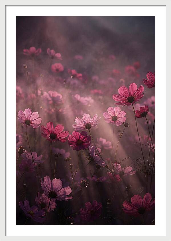 Cosmos Flowers In Pink Haze