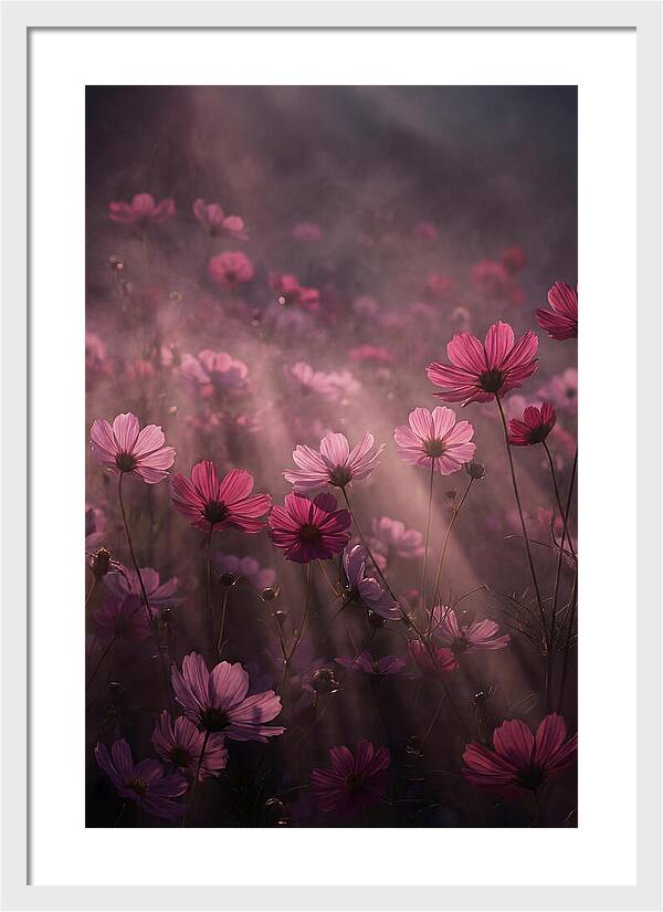 Cosmos Flowers In Pink Haze