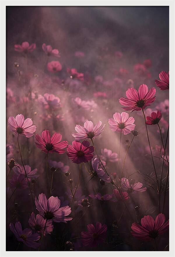 Cosmos Flowers In Pink Haze