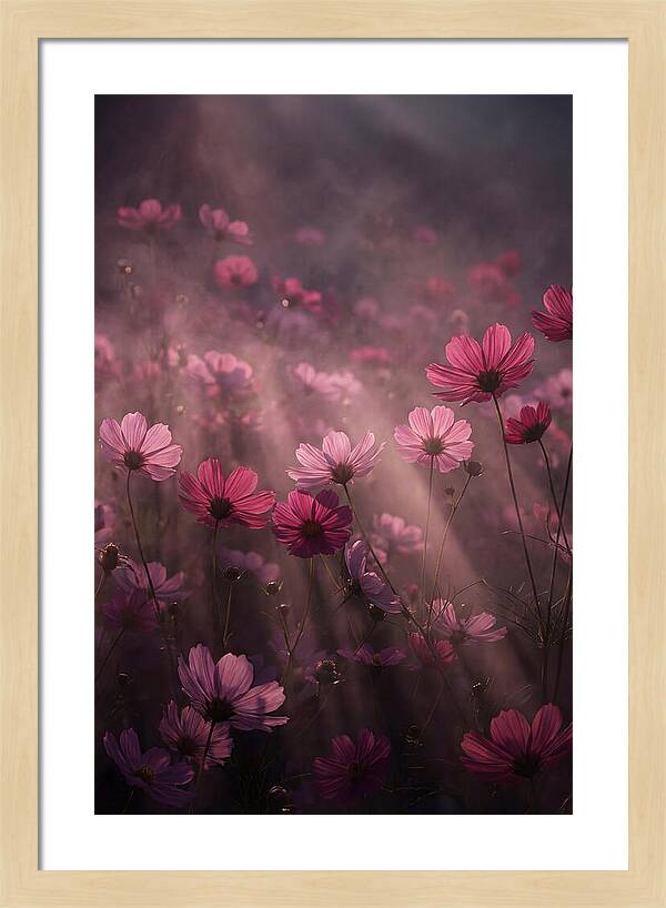 Cosmos Flowers In Pink Haze