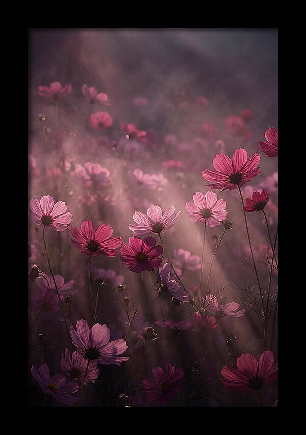 Cosmos Flowers In Pink Haze