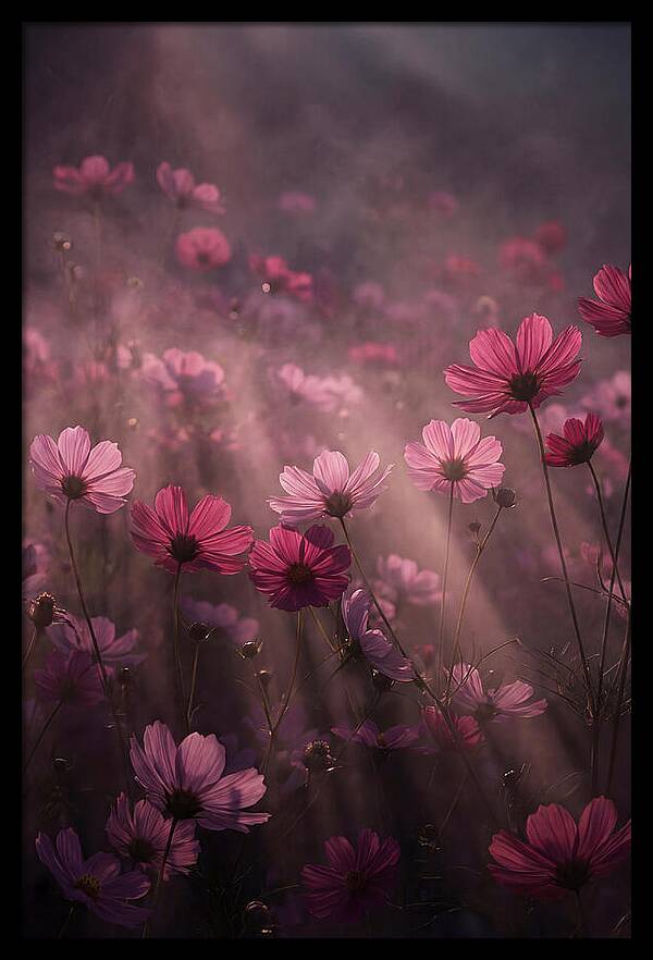 Cosmos Flowers In Pink Haze