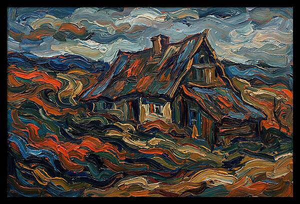 Cottage Amidst Vibrant Swirls