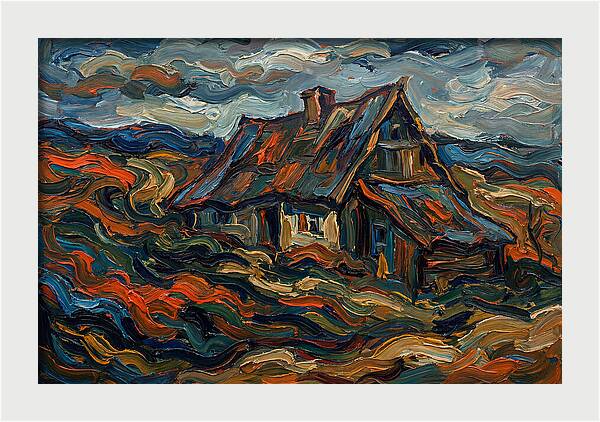 Cottage Amidst Vibrant Swirls