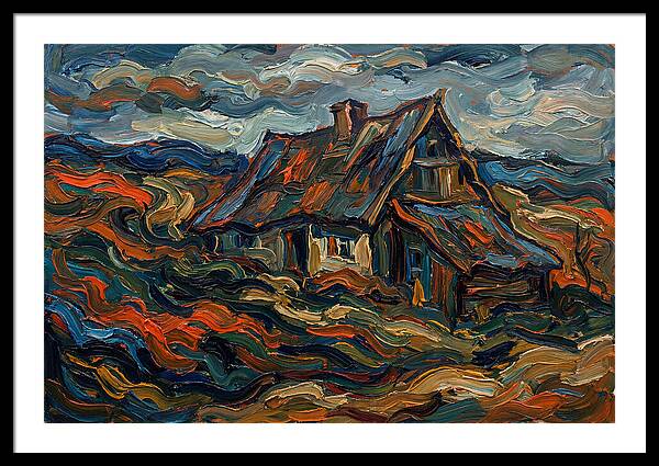 Cottage Amidst Vibrant Swirls