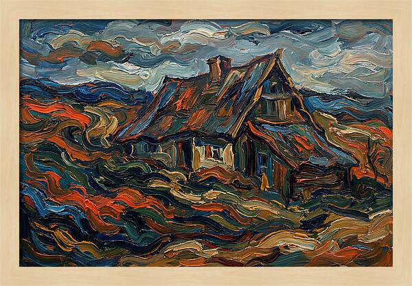 Cottage Amidst Vibrant Swirls