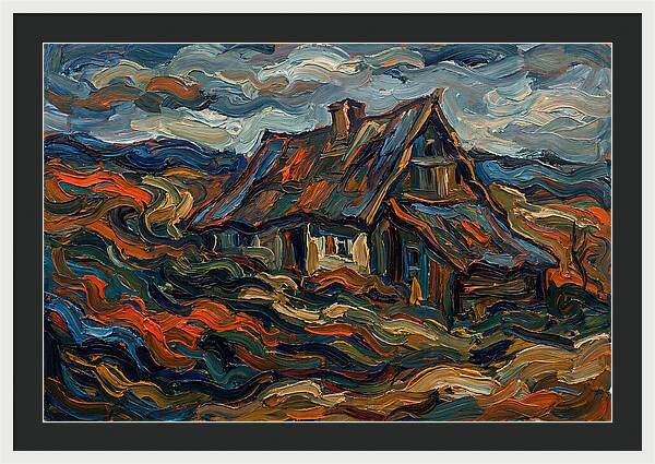 Cottage Amidst Vibrant Swirls