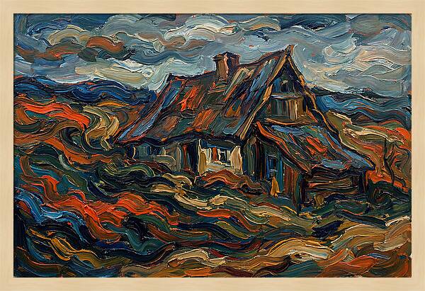 Cottage Amidst Vibrant Swirls