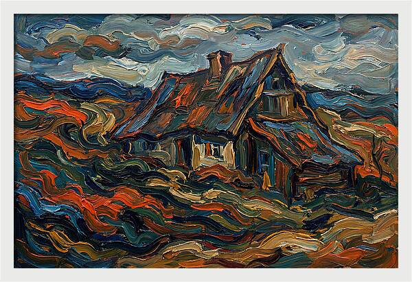 Cottage Amidst Vibrant Swirls