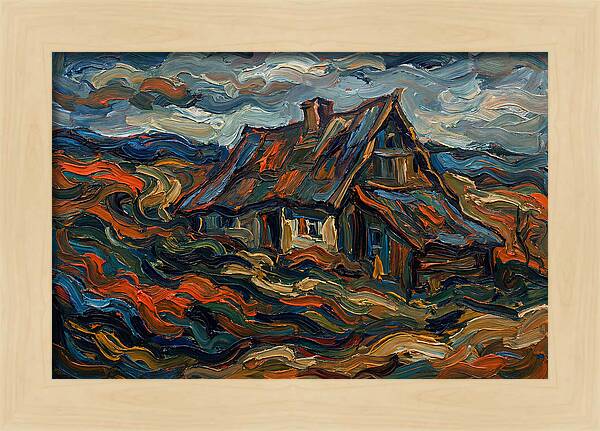 Cottage Amidst Vibrant Swirls