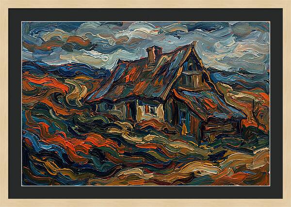 Cottage Amidst Vibrant Swirls