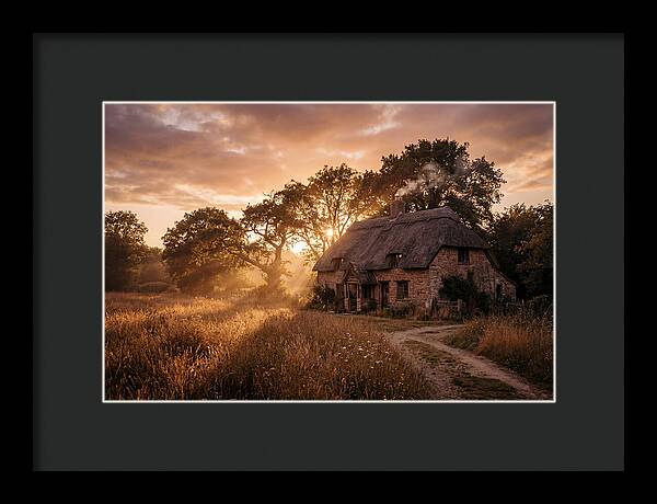 Cottage At Sunset Glow