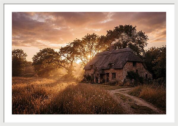 Cottage At Sunset Glow