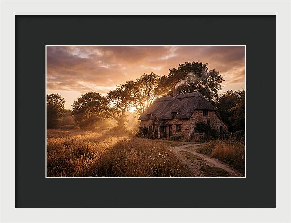 Cottage At Sunset Glow