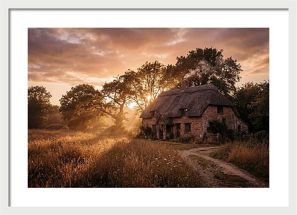 Cottage At Sunset Glow