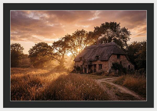 Cottage At Sunset Glow