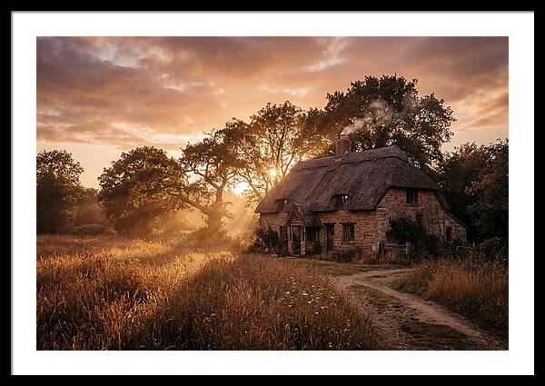 Cottage At Sunset Glow