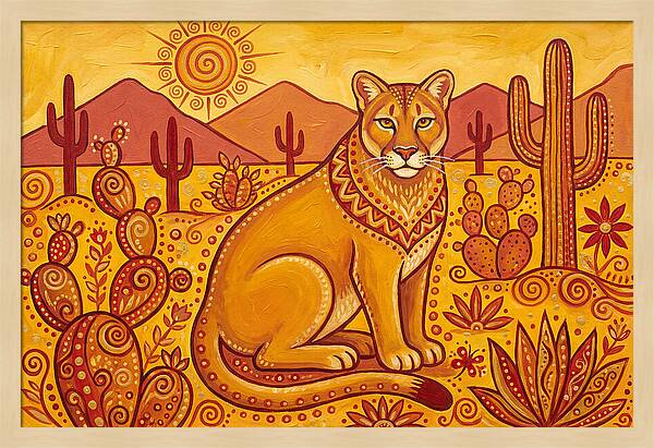 Cougar In Desert Landscape