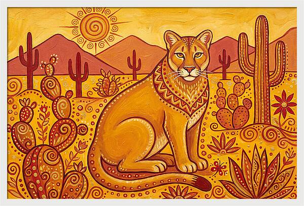 Cougar In Desert Landscape