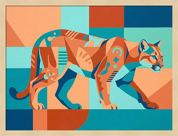 Cougar In Vibrant Geometry