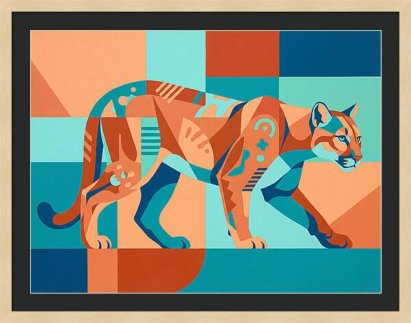 Cougar In Vibrant Geometry
