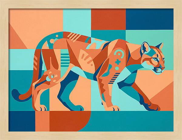 Cougar In Vibrant Geometry