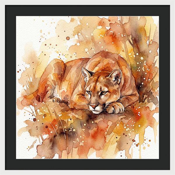 Cougar In Watercolor Splendor