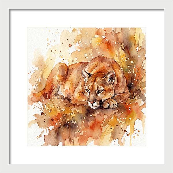 Cougar In Watercolor Splendor