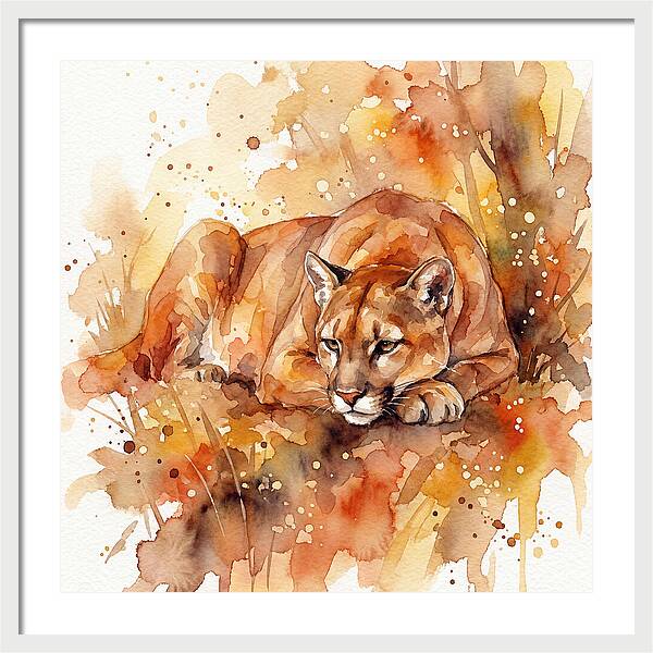 Cougar In Watercolor Splendor