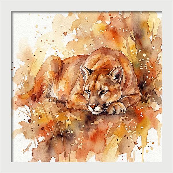 Cougar In Watercolor Splendor