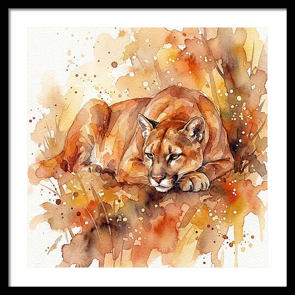 Cougar In Watercolor Splendor