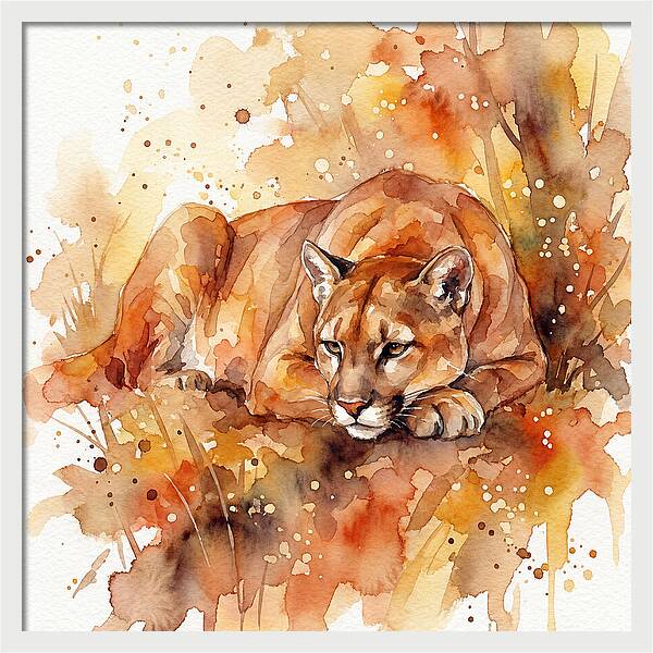 Cougar In Watercolor Splendor