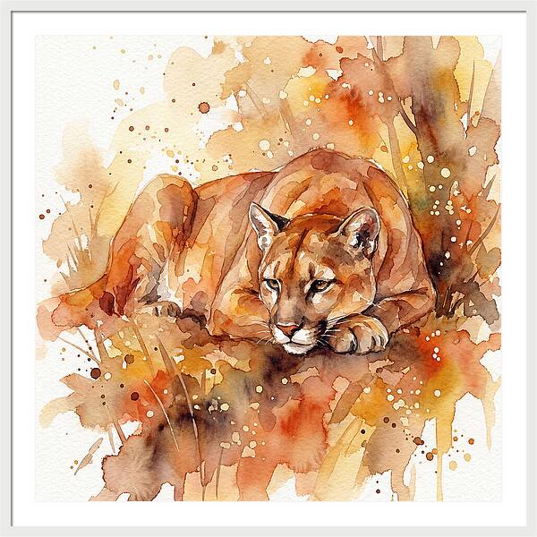 Cougar In Watercolor Splendor