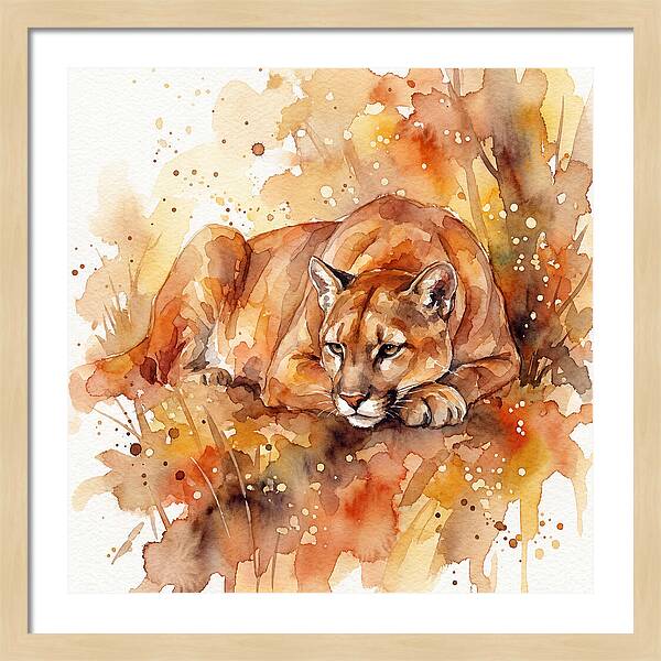 Cougar In Watercolor Splendor