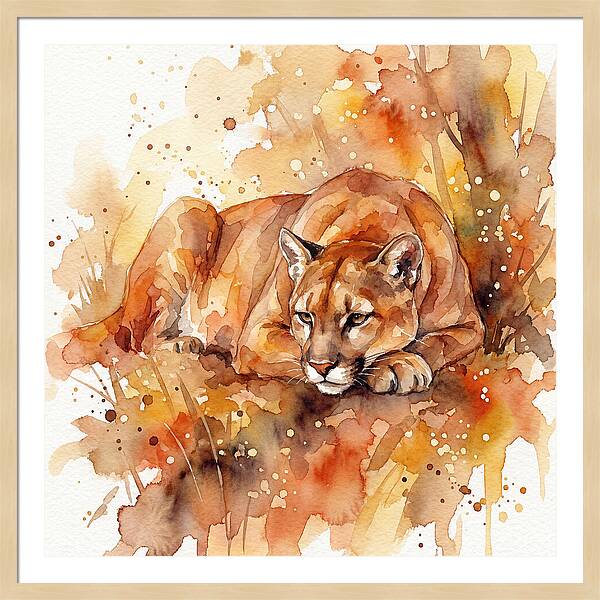 Cougar In Watercolor Splendor